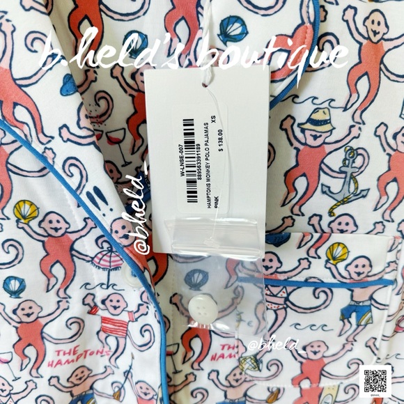 Roller Rabbit Hamptons Monkey Polo Pajamas in Pink Monkey Size XS Brand New NWT - Picture 4 of 16